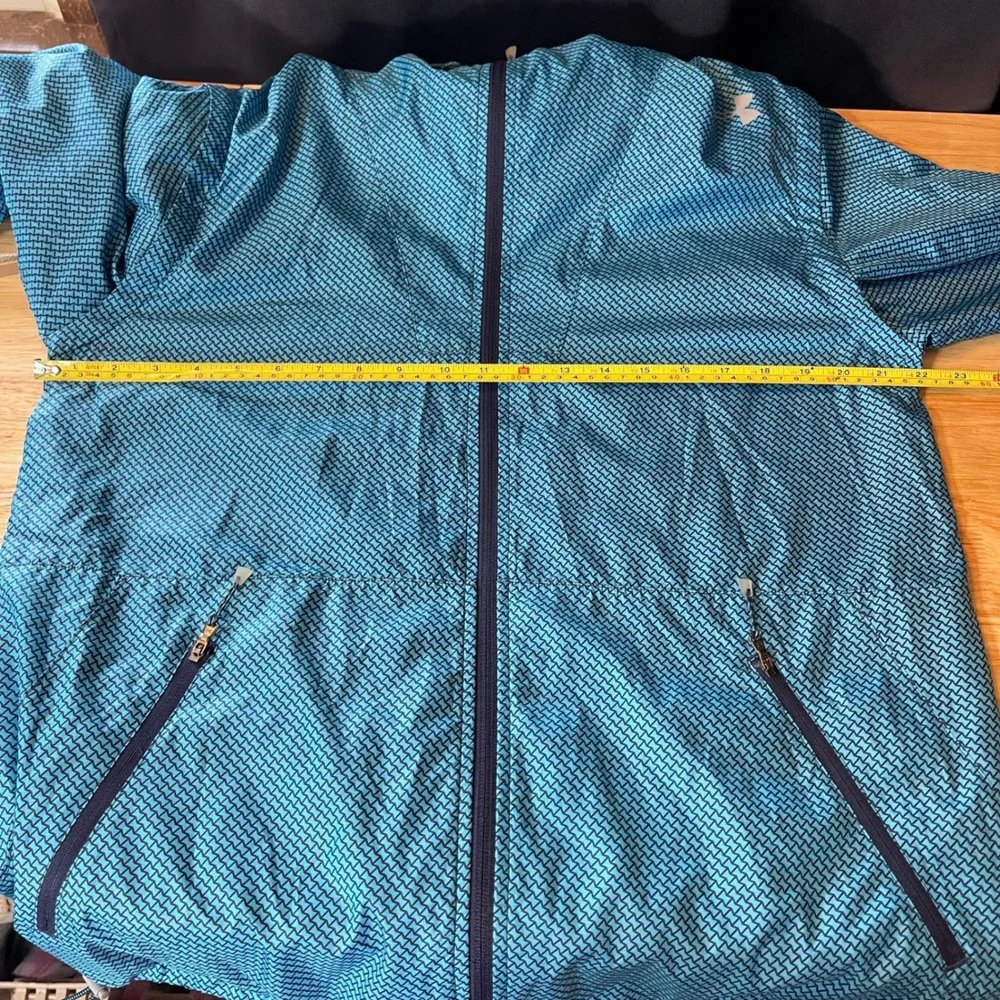 Under Armour Mens‎ Blue Geometric 1/4 Zip Hooded Windbreaker Jacket M Fitted